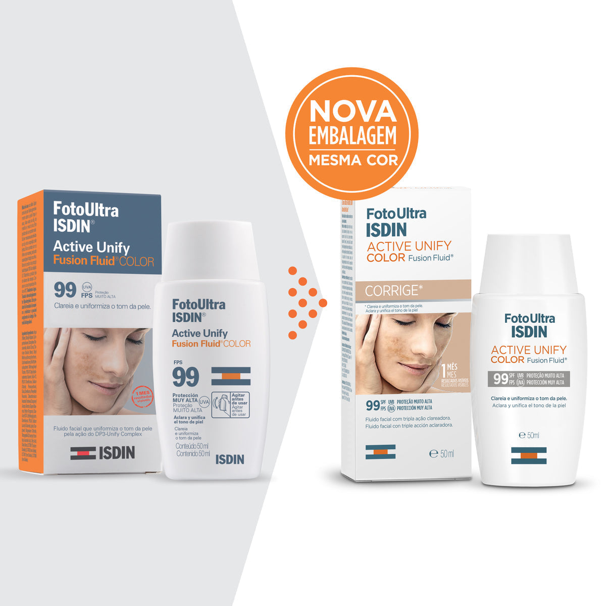 Protetor Solar e Clareador Facial ISDIN Active Unify FPS 99 com cor - 50ml - Image 5