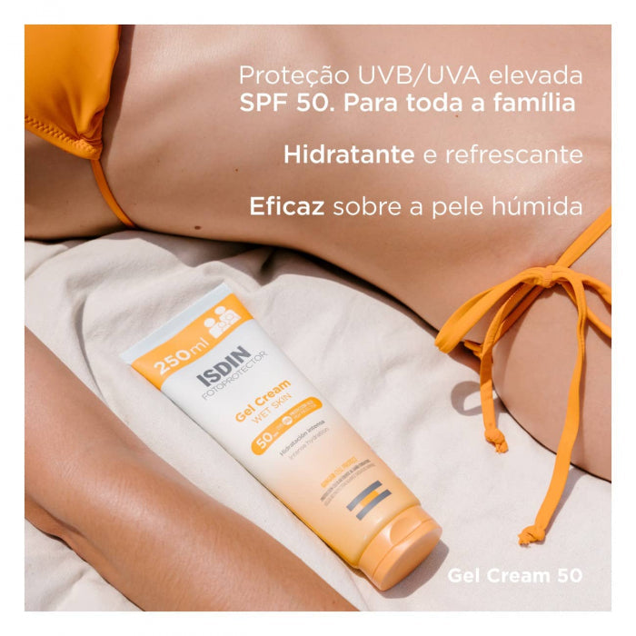 Isdin Fotoprotetor Gel Creme Solar Wet Skin FPS 50 250ml - Image 2